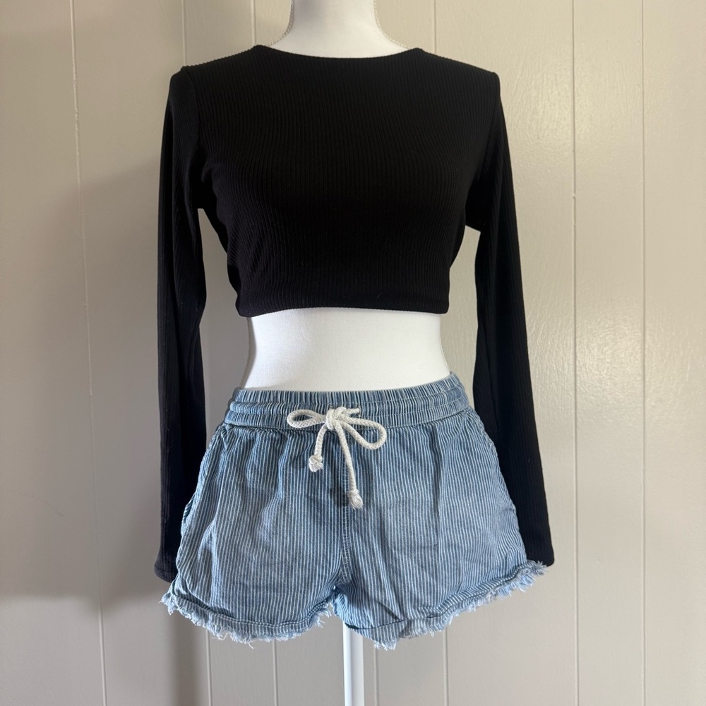 Aerie Blue Pin Striped Shorts